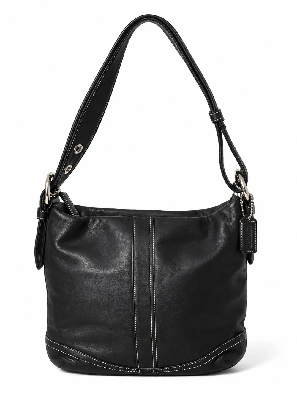 Vintage Y2K Coach Hamptons Black Leather Shoulder Bag